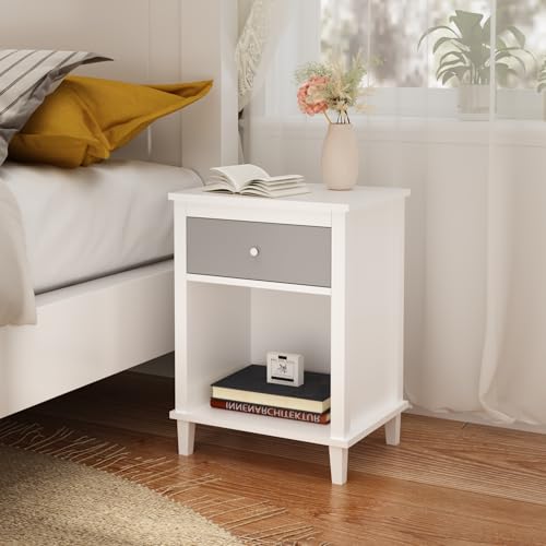 Kids' Nightstand with Drawer - Sturdy Toddler Bedside Table, Gray