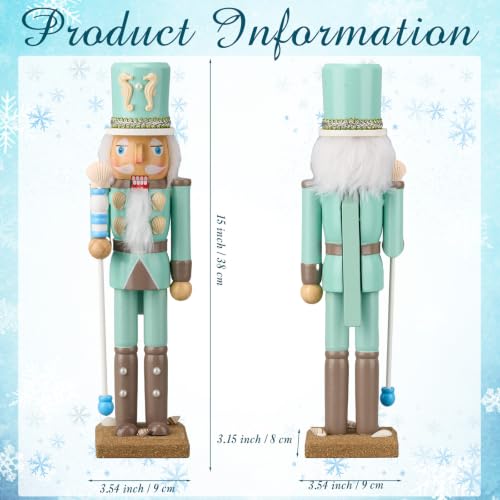 15in Ocean Shell Nutcracker - Wooden Christmas Decor by Blosssound, Ocean Theme