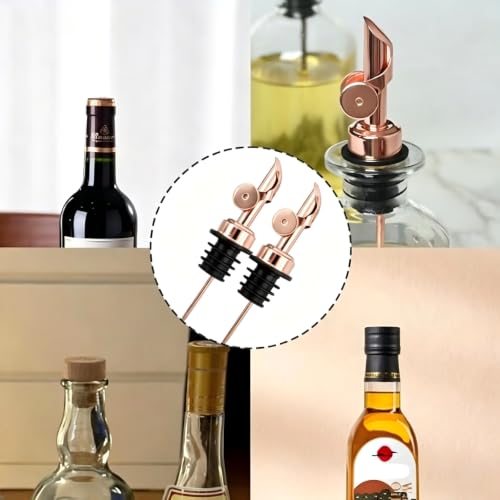 Rose Gold 2 Pack Olive Oil Dispenser Spouts Self-Closing Weighted Leak-Proof Kitchen