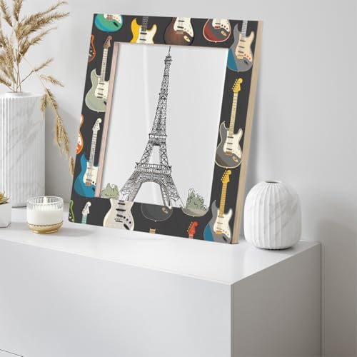 AUUXVA Guitar Pattern 8x10 Wood Picture Frame for Desk or Wall - 4x6/5x7 Compatible