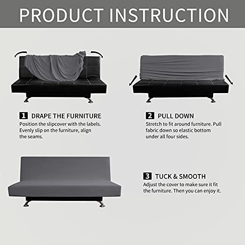 Medium Futon Slipcover Grey | Soft Stretch Furniture Protector