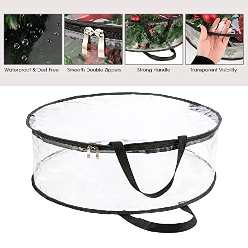 Clear 24-Inch Christmas Wreath Storage Bag Heavy Duty Container