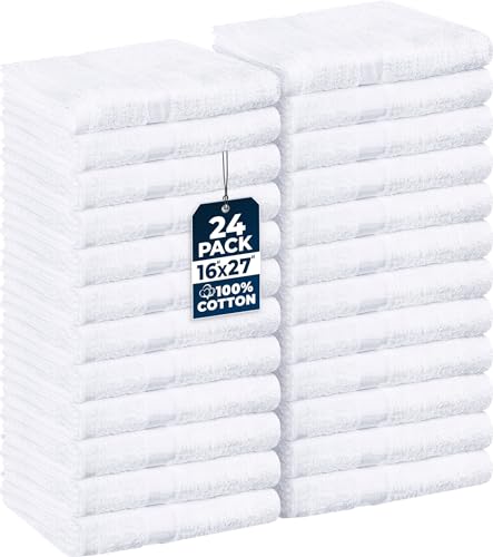 Utopia Towels Salon Towels, Pack of 24, 16x27 in, 100% Cotton, White