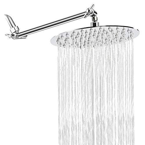 8-Inch High Pressure Rainfall Shower Head with 11-Inch Adjustable Arm