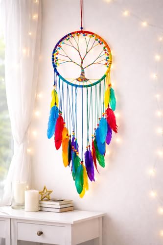 Large Tree of Life Dream Catcher - 36-Inch Handcrafted Boho Wall Decor