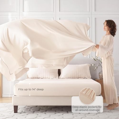 7-Piece Queen Seersucker Comforter Set - All-Season Bed in a Bag, Beige