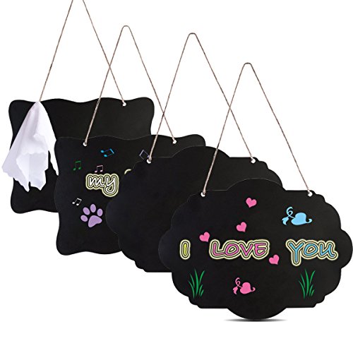 8x10 Inch Double Sided Chalkboard Signs with Hanging Strings, 4 Pack