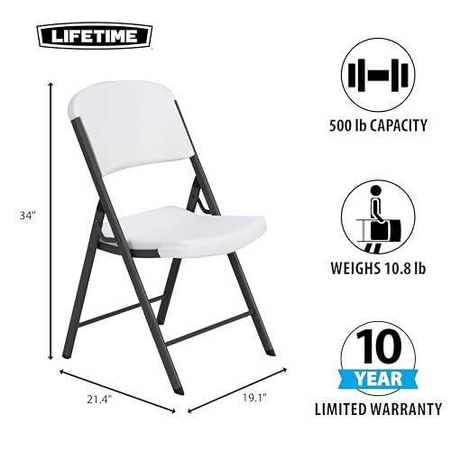 Lifetime 42804 Commercial Folding Chair 4 Pack - White Granite | Heavy-Duty, Indoor & Outdoor