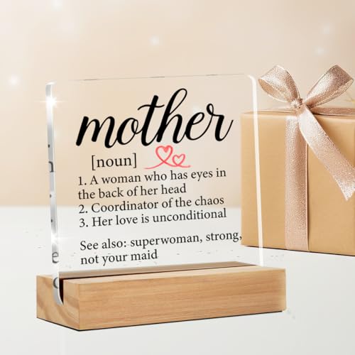 Mother Gift Acrylic Sign - Decorative Desk Plaque for Mom's Birthday & Holidays