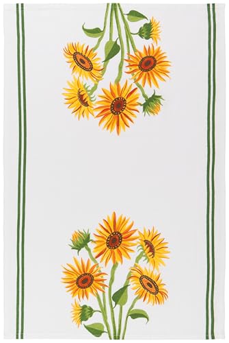 Sunflower Floursack Kitchen Towels, 100% Cotton, 20x30 Inch, 3-Piece Set