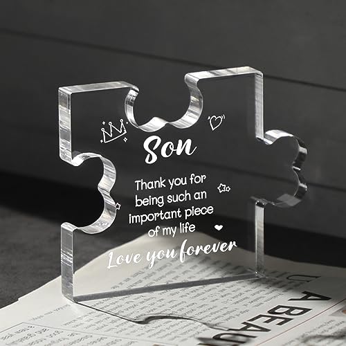 Gifts for Son from Mom - Acrylic Puzzle Plaque (son) – 8.5x7x1 cm