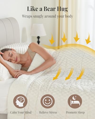 15lbs Weighted Blanket for Adults - Queen Size 60x80, Soft Sherpa Fleece
