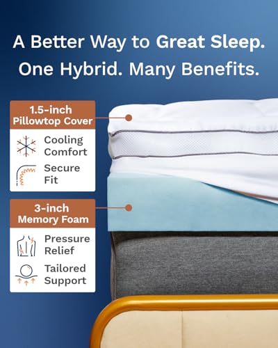 ViscoSoft Twin XL 4-Inch Hybrid Mattress Topper with Memory Foam & Pillow Top