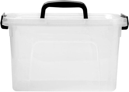 Clear Storage Bins - 6 Quart Plastic Containers with Latches & Lid | 6-Pack Set