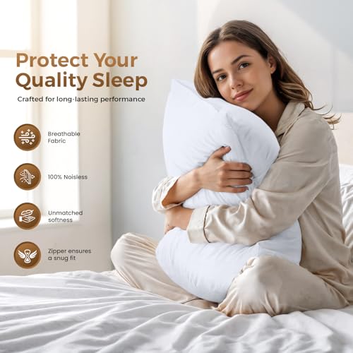 Zippered Pillow Protectors - Queen Size Brushed Microfiber, 4 Pack