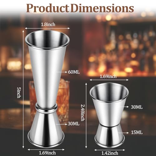 Ninsula 2-Pack Cocktail Jiggers Set — Premium 304 Stainless Steel Bar Tools for Professional Mixology