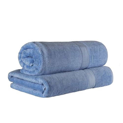 Egyptian Cotton Bath Sheet Set, 2-Piece Ultra-Plush 800 GSM Towels, Denim Blue