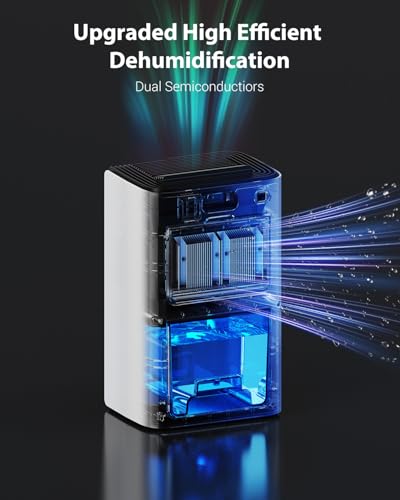 Compact 95oz Dehumidifier with Drain Hose and 7-Color LED Light