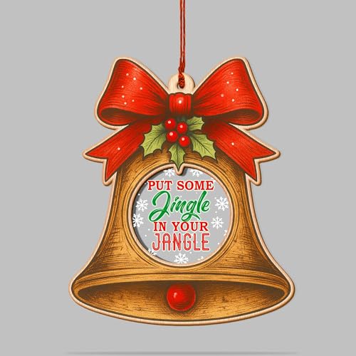 Bell Ornaments for Christmas Tree - Double Layer Wood & Acrylic 3D Bell, Rustic Keepsake Gift
