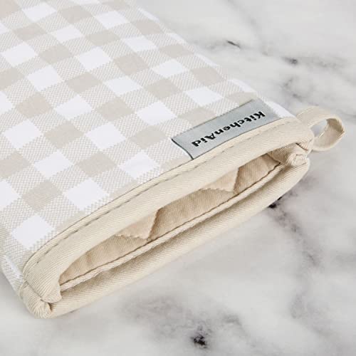 Gingham Cotton Oven Mitts 2-Piece Set, Heat Resistant Kitchen Gloves