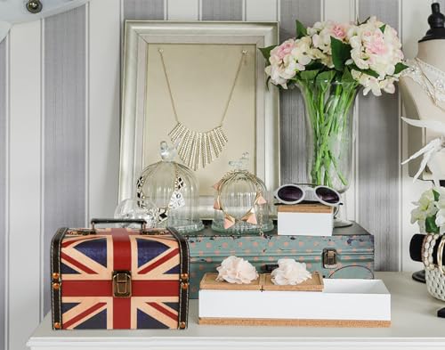 Vintage British Flag Wooden Treasure Chest Jewelry Keepsake Storage Box