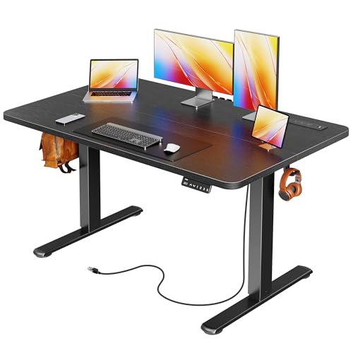 Electric Standing Desk 47x24 Inch with Power Outlets and Memory Presets