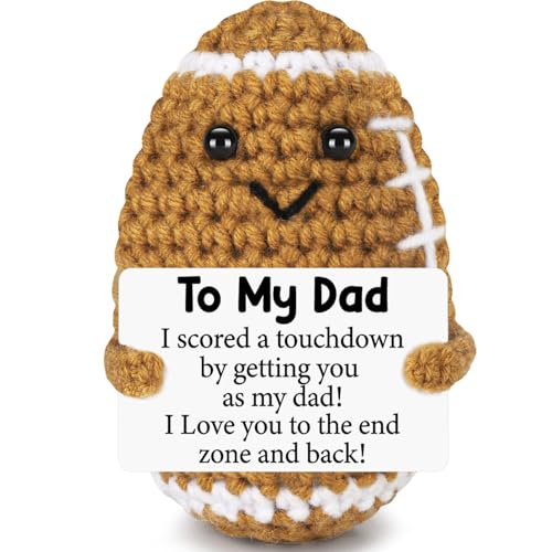 Dad Gifts from Daughter Son Wife - Handmade Crochet Dad Christmas Birthday Keepsake - Funny Unique Football Doll for Fathers Day