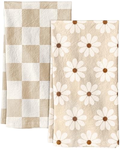 2 Pack Flour Sack Kitchen Towels - 16x26 Inch Cotton Floral Dish Towels