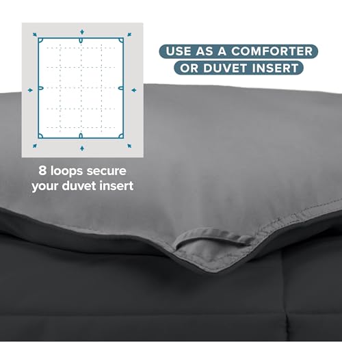 Ultra-Soft Reversible Down Alternative Comforter, Twin/Twin XL, Black/Grey