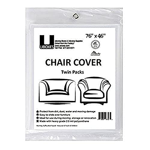 Heavy Duty Polyethylene Chair Covers - Clear, 2 Pack, 76x46"