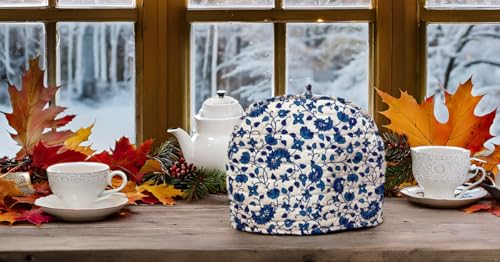 Handmade Cotton Tea Cozy - Turquoise Mandala Print Tea Pot Cover