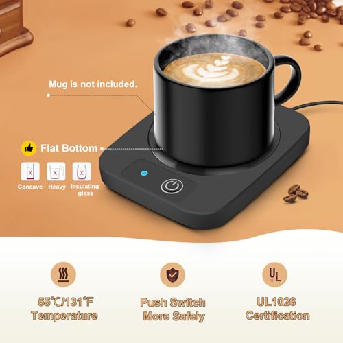 Electric Coffee Mug Warmer 131℉ with Aluminum Panel, Suitable for Most Cups