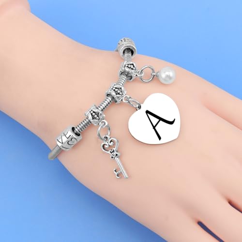 Mwphuy A Initial Letter Bracelet for Women Gift Stainless Steel Adjustable Jewelry