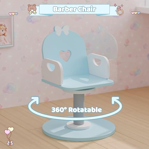 Kids Vanity Set with Light and Barber Chair - Pretend Play Salon Table