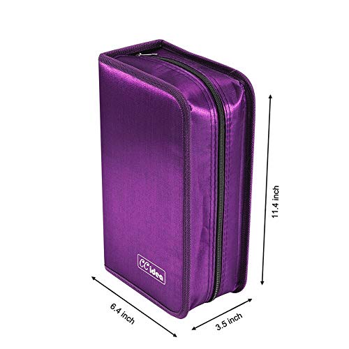 128 Capacity CD DVD Storage Case - Portable Disc Organizer Binder (Purple)