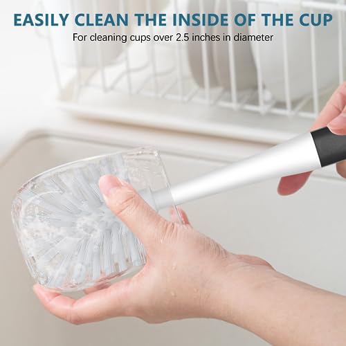 3-Piece Kitchen Dish & Bottle Brush Set with Scraper Tip & Long Handle