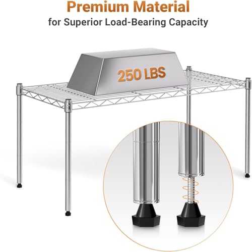 1-Tier Steel Wire Shelving Unit Organizer, 30-Inch Wide, 2-Pack