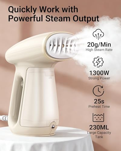 Bear Handheld Clothes Steamer, 1300W Portable Garment Steamer with 230ml Tank