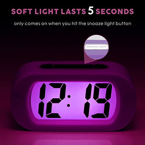 Kids Digital Alarm Clock with Snooze, Night Light, and Silicone Cover