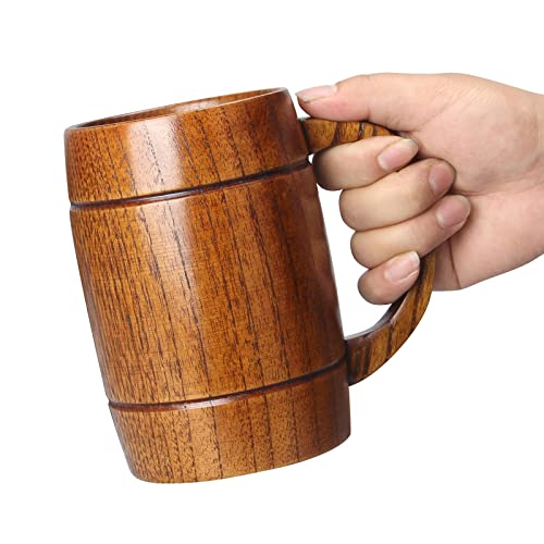 18oz Handmade Wooden Beer Stein Mug - Rustic Viking Tankard for Hot & Cold