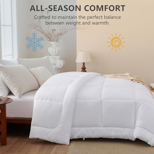 CozyLux Queen Down Alternative Duvet Insert - All Season Bed Comforter, White