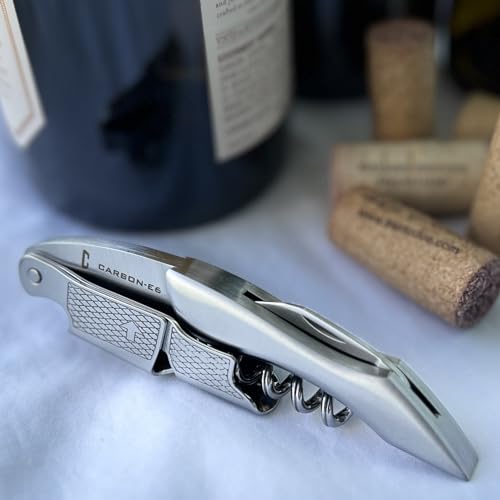 CARBON-E6 1-Pack Stainless Waiter's Corkscrew Wine Opener - Portable & Multi-Function