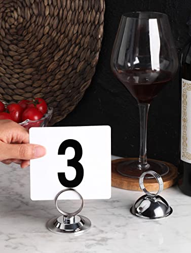 1.5-Inch Silver Metal Ring-Clip Table Number Holders, Set of 12