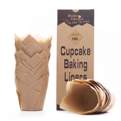 150pcs Tulip Cupcake Liners for Baking Muffins & Cookies - Greaseproof, Heat-Resistant