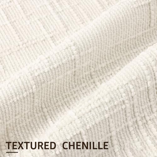 Textured Chenille Throw Pillow Covers 18x18 Set of 2 - Cream White