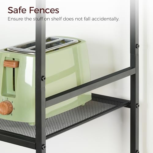 4-Tier Bakers Rack with Power Outlet, Microwave Stand and Storage Shelves