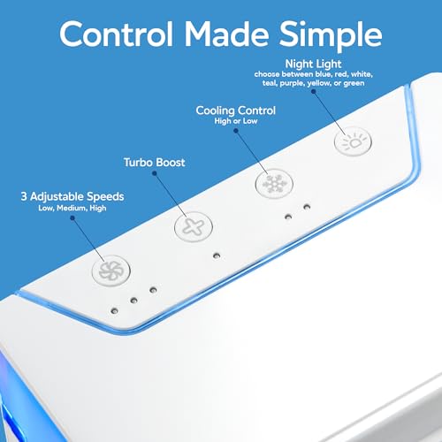 Portable Evaporative Air Cooler with Hydro-Chill Technology & LED Light