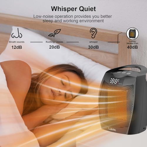 Portable Ceramic Space Heater 1500W with Digital Display and Touch Controls