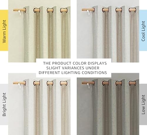 100% Blackout Linen Curtains 84 Inch - Thermal Insulated Grommet Drapes