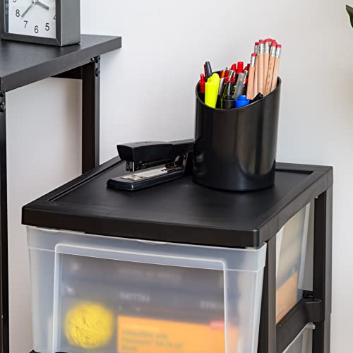 3-Drawer Slim Narrow Storage Organizer Cart Clear Plastic 2-Pack